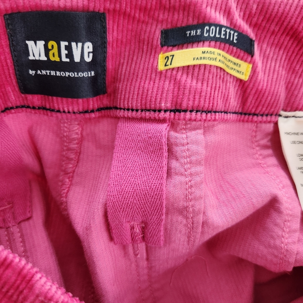 Anthropologie Maeve Colette Corduroy Cropped Wide-Leg Pants Pink Women's Size 27 - Picture 5 of 10